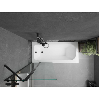 Mexen Vega obdĺžniková vaňa 180 x 80 cm s plášťom a 1 krídlovou zástenou 80 cm, priehľadná, čierna - 550118080X9408117000