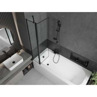 Mexen Vega obdĺžniková vaňa 180 x 80 cm s plášťom a 1 krídlovou zástenou 80 cm, čierny vzor - 550118080X9408117070