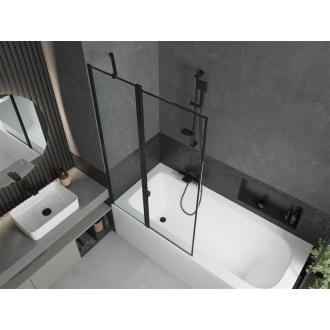 Mexen Vega obdĺžniková vaňa 180 x 80 cm s plášťom a 1 krídlovou zástenou 100 cm, čierny vzor - 550118080X9410117070