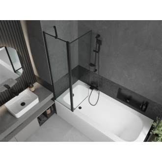 Mexen Vega obdĺžniková vaňa 180 x 80 cm s plášťom a 1 krídlovou zástenou 100 cm, čierny vzor - 550118080X9410117070