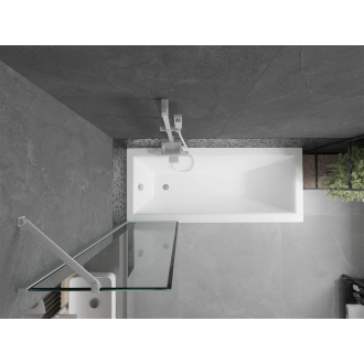 Mexen Next vaňová zástena jednokrídlová 50 x 150 cm, čierny vzor, biela - 895-050-000-00-70-20