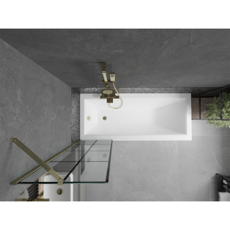 Mexen Next vaňová zástena jednokrídlová 50 x 150 cm, čierny vzor, zlatá - 895-050-000-00-77-50