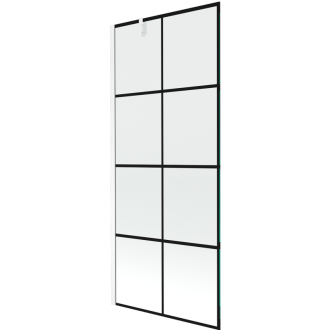 Mexen Next vaňová zástena jednokrídlová 80 x 150 cm, čierny vzor, biela - 895-080-000-00-77-20