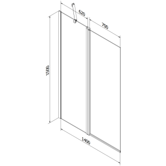 Mexen Flip vaňová zástena jednokrídlová 140 x 150 cm mrazivá, čierna - 894-140-101-70-30