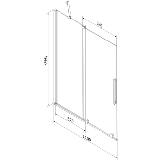 Mexen Velar 2-krídla vaňová zástena posuvná 110 x 150 cm, transparentná, chróm - 896-110-000-01-01