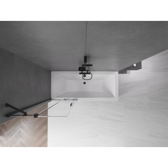 Mexen Velar vaňová zástena, 2-krídla, posuvná, 75 x 150 cm, transparentná, čierna - 896-075-000-01-70