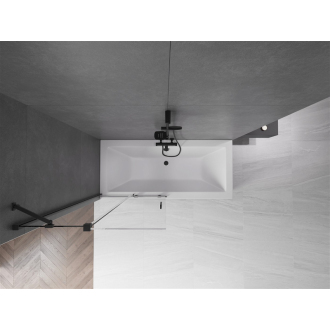 Mexen Velar vaňová zástena, 2-krídla, posuvná, 95 x 150 cm, transparentná, čierna - 896-095-000-01-70