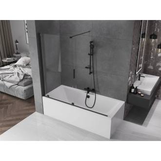 Mexen Velar vaňová zástena, 2-krídla, posuvná, 170 x 150 cm, transparentná, čierna - 896-170-000-01-70