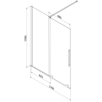 Mexen Velar vaňová zástena, 2-krídla, posuvná, 170 x 150 cm, transparentná, čierna - 896-170-000-01-70