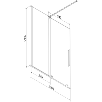 Mexen Velar vaňová zástena, 2-krídla, posuvná, 180 x 150 cm, transparentná, čierna - 896-180-000-01-70