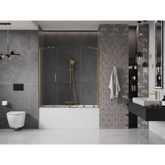 Mexen Velar Duo vaňová zástena, 2-krídla, posuvná, 150 x 150 cm, transparentná, zlatá - 896-150-000-02-50