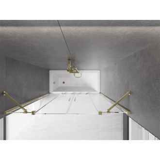 Mexen Velar Duo vaňová zástena, 2-krídla, posuvná, 150 x 150 cm, transparentná, zlatá - 896-150-000-02-50