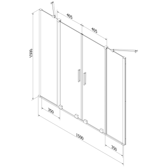 Mexen Velar Duo vaňová zástena, 2-krídla, posuvná, 150 x 150 cm, transparentná, zlatá - 896-150-000-02-50
