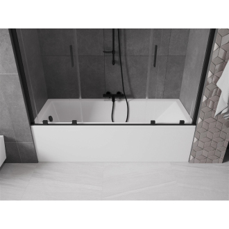 Mexen Velar Duo vaňová zástena, 2-krídla, posuvná, 170 x 150 cm, transparentná, čierna - 896-170-000-02-70