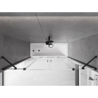 Mexen Velar Duo vaňová zástena, 2-krídla, posuvná, 170 x 150 cm, transparentná, čierna - 896-170-000-02-70