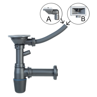 Novaservis Sifón pre drez s prepadom, 89 mm, plast NSP89