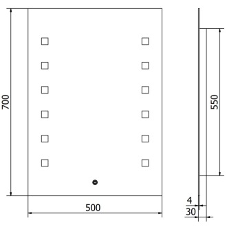 Mexen Ner osvetlené kúpeľňové zrkadlo 50 x 70 cm, LED 6000K, proti zaparovaniu - 9809-050-070-611-00