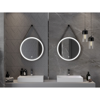 Mexen Reni osvetlené kúpeľňové zrkadlo, okrúhle 60 cm, LED 6000K, proti zahmlievaniu, čierny rám - 9812-060-060-611-70