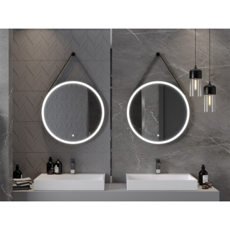 Mexen Reni osvetlené kúpeľňové zrkadlo, okrúhle 70 cm, LED 6000K, proti zahmlievaniu, čierny rám - 9812-070-070-611-70