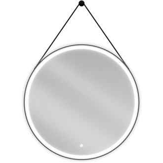 Mexen Reni osvetlené kúpeľňové zrkadlo, okrúhle 80 cm, LED 6000K, proti zahmlievaniu, čierny rám - 9812-080-080-611-70