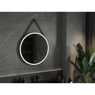 Mexen Reni osvetlené kúpeľňové zrkadlo, okrúhle 80 cm, LED 6000K, proti zahmlievaniu, čierny rám - 9812-080-080-611-70
