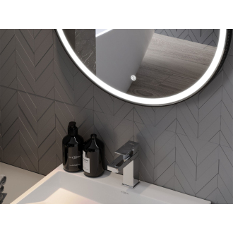 Mexen Reni osvetlené kúpeľňové zrkadlo, okrúhle 80 cm, LED 6000K, proti zahmlievaniu, čierny rám - 9812-080-080-611-70
