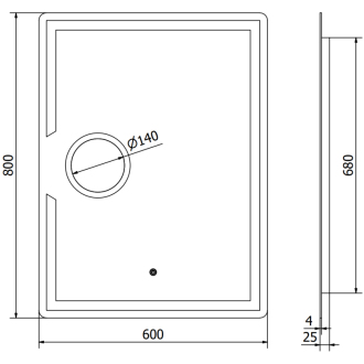Mexen Onyx osvetlené kúpeľňové zrkadlo s kozmetickým zrkadlom 60 x 80 cm, LED 6000K, proti zaparovaniu - 9813-060-080-611-00