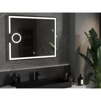 Mexen Onyx osvetlené kúpeľňové zrkadlo s kozmetickým zrkadlom 100 x 80 cm, LED 6000K, proti zaparovaniu - 9813-100-080-611-00