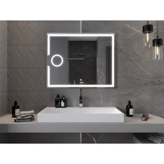 Mexen Onyx osvetlené kúpeľňové zrkadlo s kozmetickým zrkadlom 100 x 80 cm, LED 6000K, proti zaparovaniu - 9813-100-080-611-00