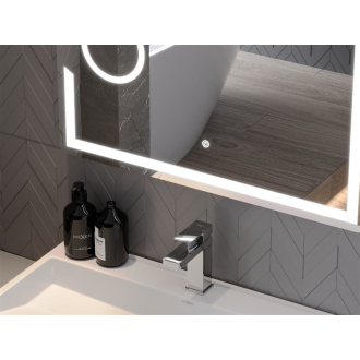 Mexen Onyx osvetlené kúpeľňové zrkadlo s kozmetickým zrkadlom 100 x 80 cm, LED 6000K, proti zaparovaniu - 9813-100-080-611-00
