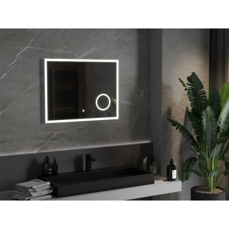 Mexen Kala osvetlené kúpeľňové zrkadlo s kozmetickým zrkadlom 80 x 60 cm, LED 6000K, proti zaparovaniu - 9820-080-060-611-00