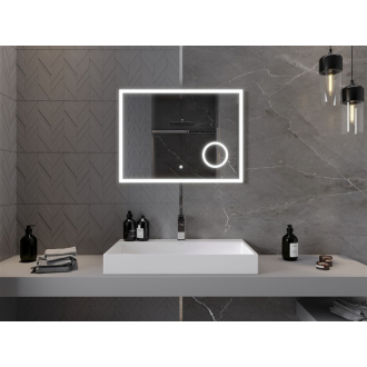 Mexen Kala osvetlené kúpeľňové zrkadlo s kozmetickým zrkadlom 80 x 60 cm, LED 6000K, proti zaparovaniu - 9820-080-060-611-00