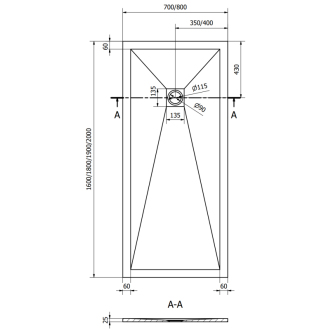 Mexen Stone+ obdĺžniková kompozitová sprchová vanička 180 x 70 cm, biela, biely kryt - 44107018-W