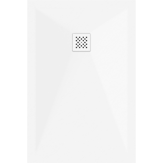 Mexen Stone+ obdĺžniková kompozitová sprchová vanička 110 x 80 cm, biela, biely kryt - 44108011-W