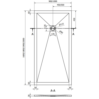 Mexen Stone+ obdĺžniková kompozitová sprchová vanička 160 x 90 cm, biela, biely kryt - 44109016-W