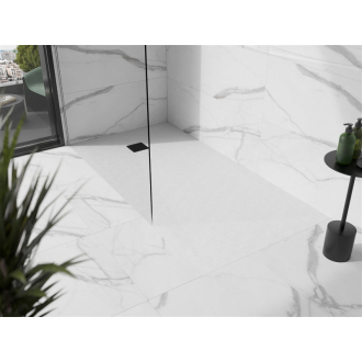 Mexen Stone+ obdĺžniková kompozitová sprchová vanička 180 x 80 cm, biela, čierny poťah - 44108018-B