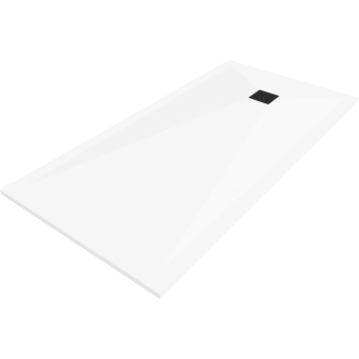 Mexen Stone+ obdĺžniková kompozitová sprchová vanička 200 x 80 cm, biela, čierny kryt - 44108020-B