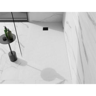 Mexen Stone+ obdĺžniková kompozitová sprchová vanička 200 x 80 cm, biela, čierny kryt - 44108020-B