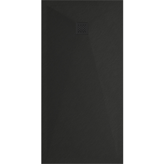 Mexen Stone+ obdĺžniková kompozitová sprchová vanička 180 x 70 cm, čierna, čierny kryt - 44707018-B