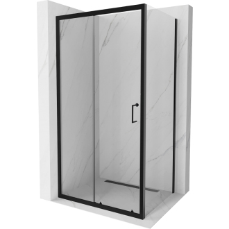 Mexen Apia výsuvná sprchová kabína 135 x 90 cm, priehľadná, čierna - 840-135-090-70-00
