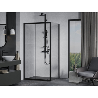 Mexen Apia výsuvná sprchová kabína 135 x 90 cm, priehľadná, čierna - 840-135-090-70-00