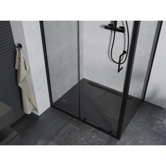 Mexen Apia výsuvná sprchová kabína 135 x 90 cm, priehľadná, čierna - 840-135-090-70-00