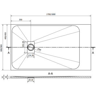Mexen Hugo obdĺžniková sprchová vanička SMC 180 x 80 cm, biela, biely kryt - 42108018-W