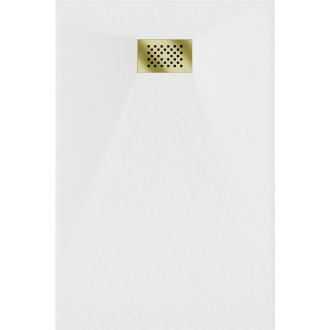 Mexen Hugo obdĺžniková sprchová vanička SMC 90 x 70 cm, biela, zlatý kryt - 42107090-G