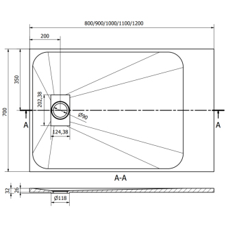 Mexen Hugo obdĺžniková sprchová vanička SMC 120 x 70 cm, biela, zlatý kryt - 42107012-G