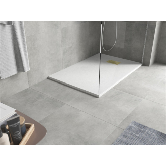 Mexen Hugo obdĺžniková sprchová vanička SMC 130 x 80 cm, biela, zlatý kryt - 42108013-G
