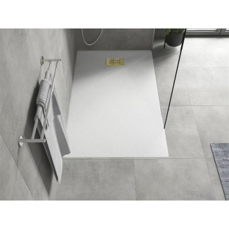 Mexen Hugo obdĺžniková sprchová vanička SMC 150 x 80 cm, biela, zlatý kryt - 42108015-G