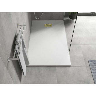 Mexen Hugo obdĺžniková sprchová vanička SMC 150 x 80 cm, biela, zlatý kryt - 42108015-G