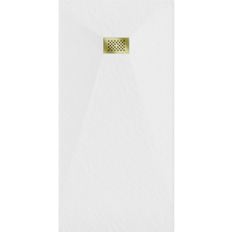 Mexen Hugo obdĺžniková sprchová vanička SMC 180 x 80 cm, biela, zlatý kryt - 42108018-G