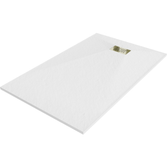 Mexen Hugo obdĺžniková sprchová vanička SMC 150 x 90 cm, biela, zlatý kryt - 42109015-G